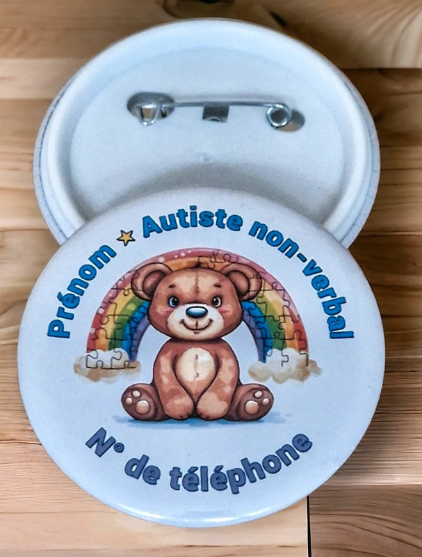 AUTISME - Badge Épingle Personnalisable « Autiste non-verbal »