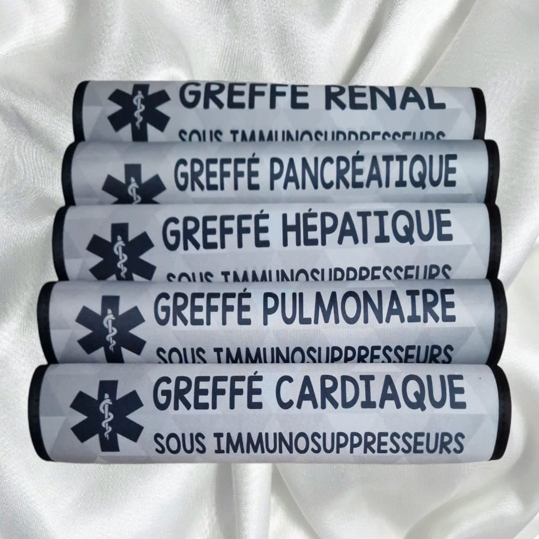 Protège ceinture de sécurité « Greffé. Sous immunosuppresseurs »
