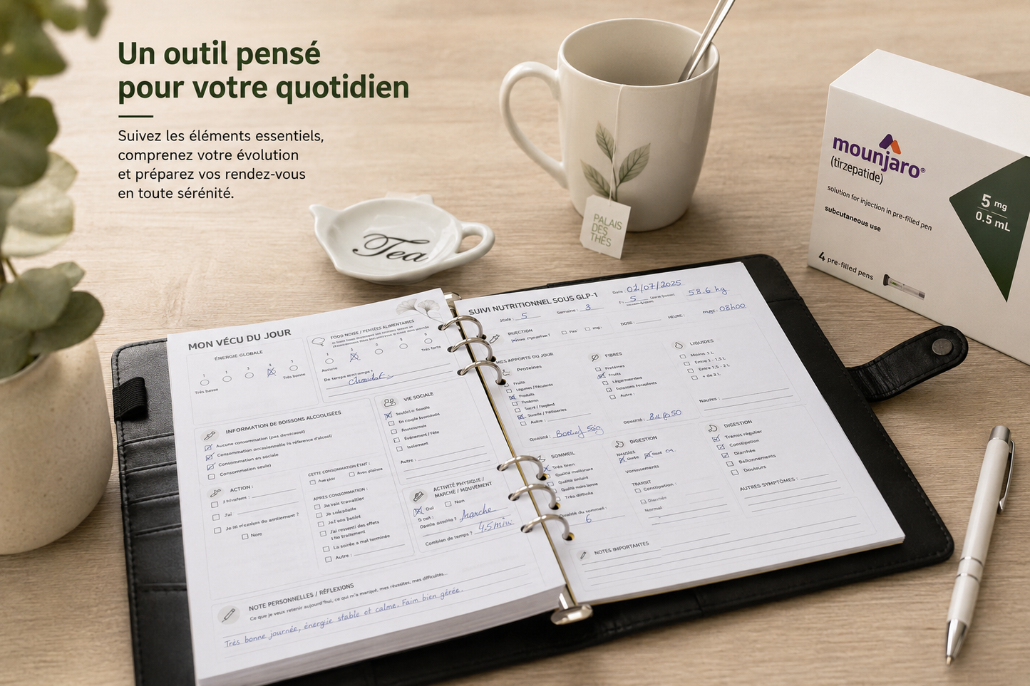 Carnet de suivi GLP-1 – 12 semaines – Pensé par une diététicienne
