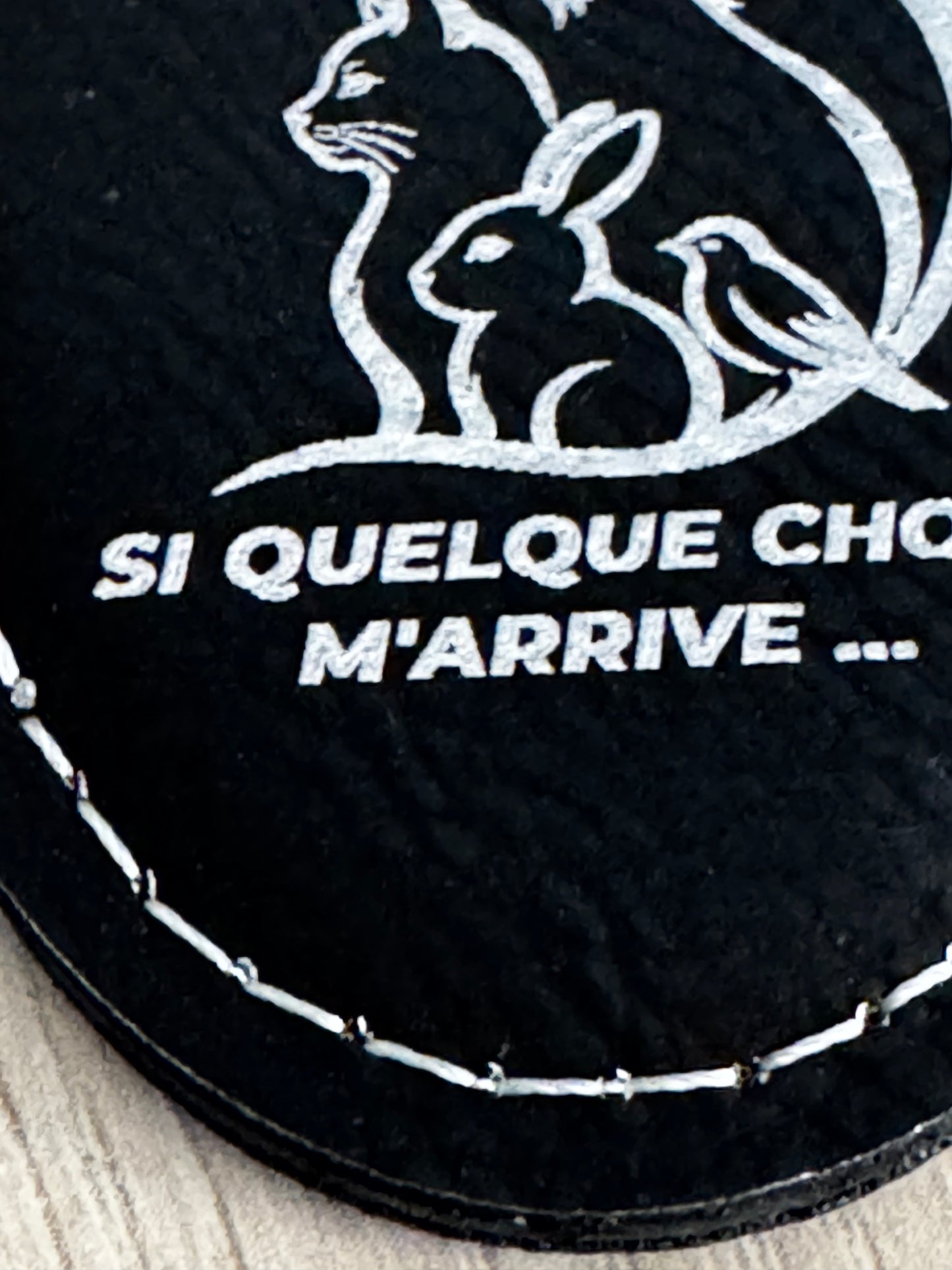 Porte clé d’urgence personnalisé. Mes animaux sont seuls à la maison.