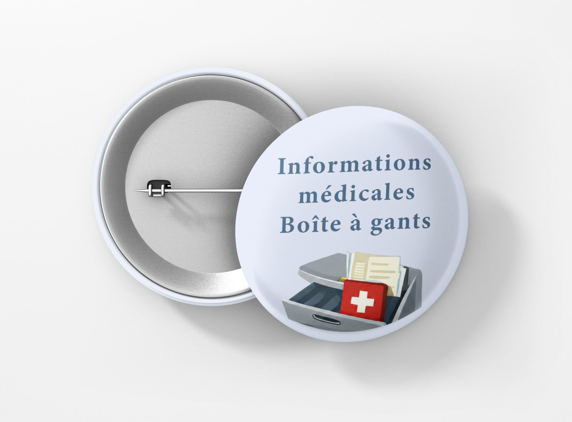 Badge informations médicales boite à gants Bleu