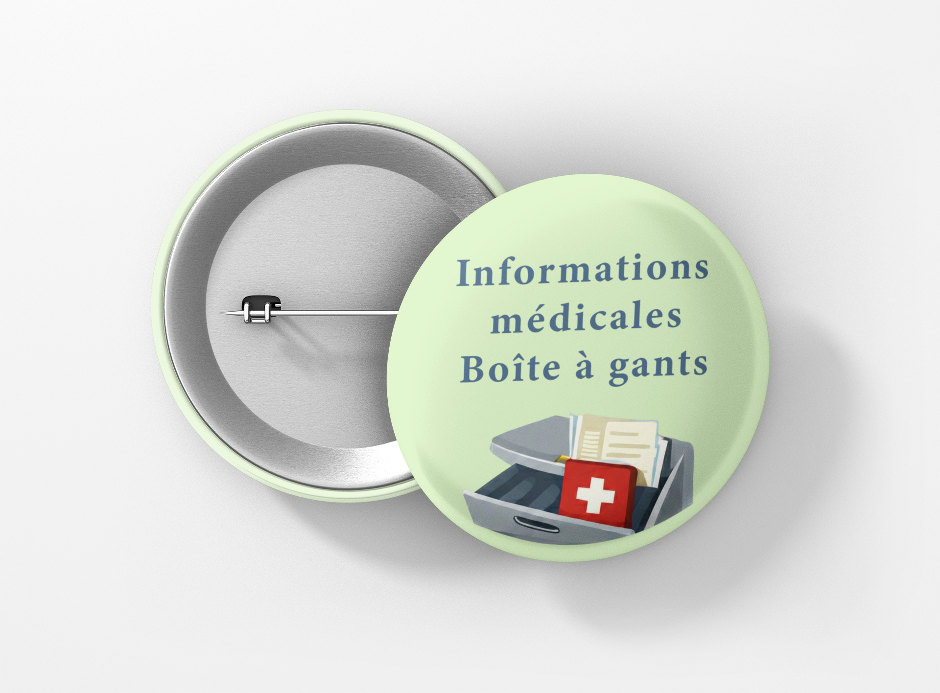 Badge informations médicales boite à gants vert