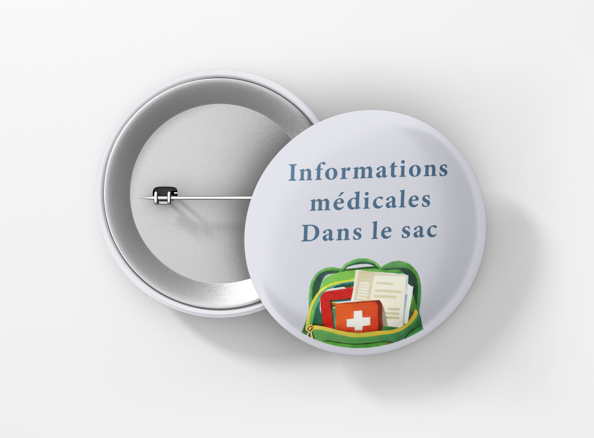Badge informations médicales sac gris