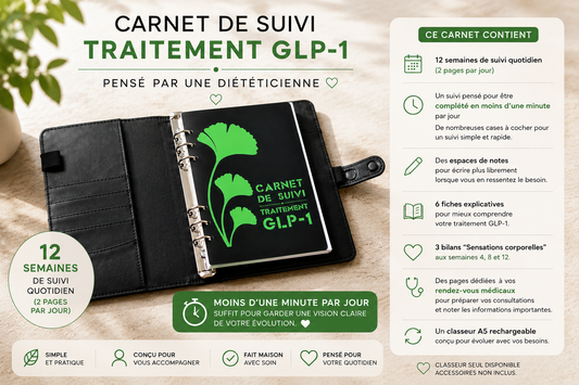 Carnet de suivi GLP-1 – 12 semaines – Pensé par une diététicienne
