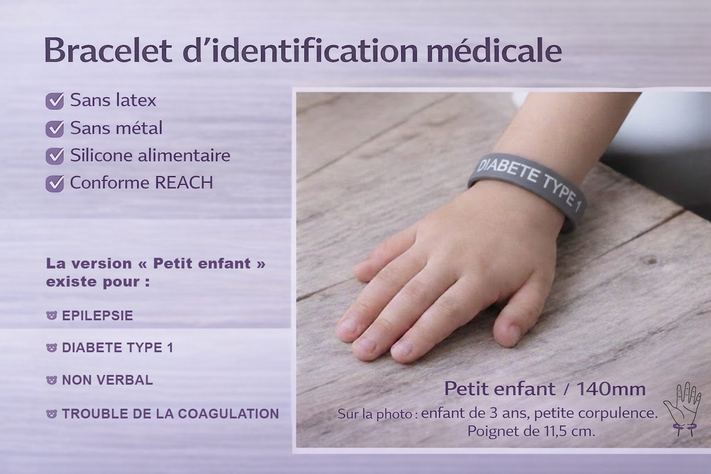 Bracelet d’alerte médicale – Diabète type 1