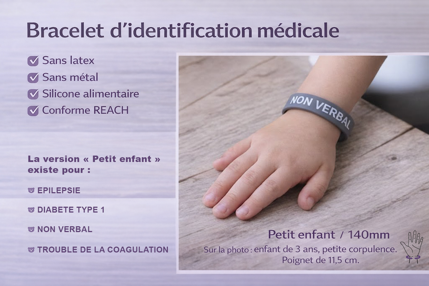 Bracelet d’alerte médicale – Non verbal