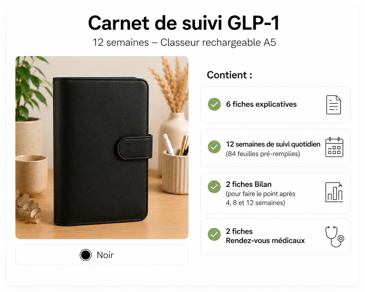 Carnet de suivi GLP-1 – 12 semaines – Pensé par une diététicienne
