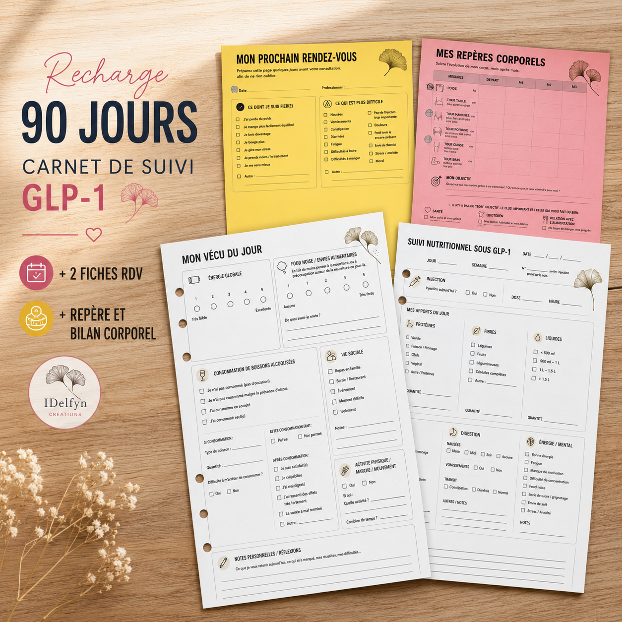 Carnet de suivi GLP-1 – 12 semaines – Pensé par une diététicienne
