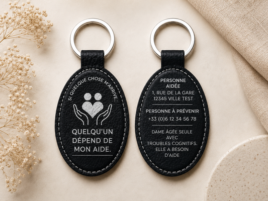 Porte clé personnalisé pour aidant. Une personne dépend de mon aide