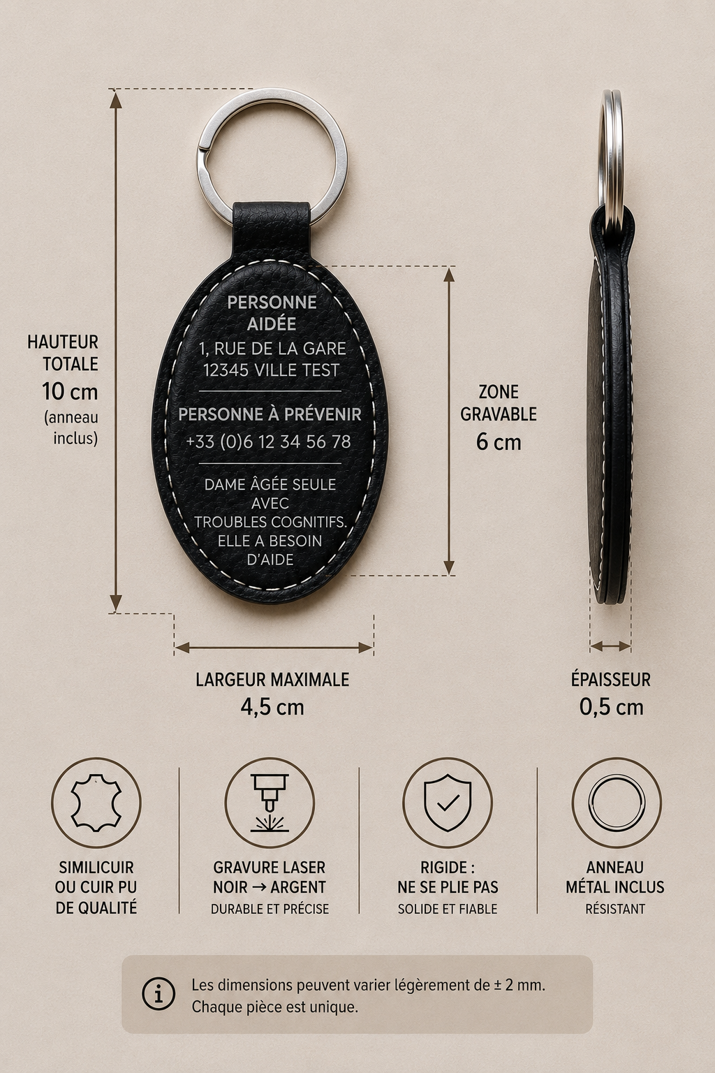 Porte clé personnalisé pour aidant. Une personne dépend de mon aide
