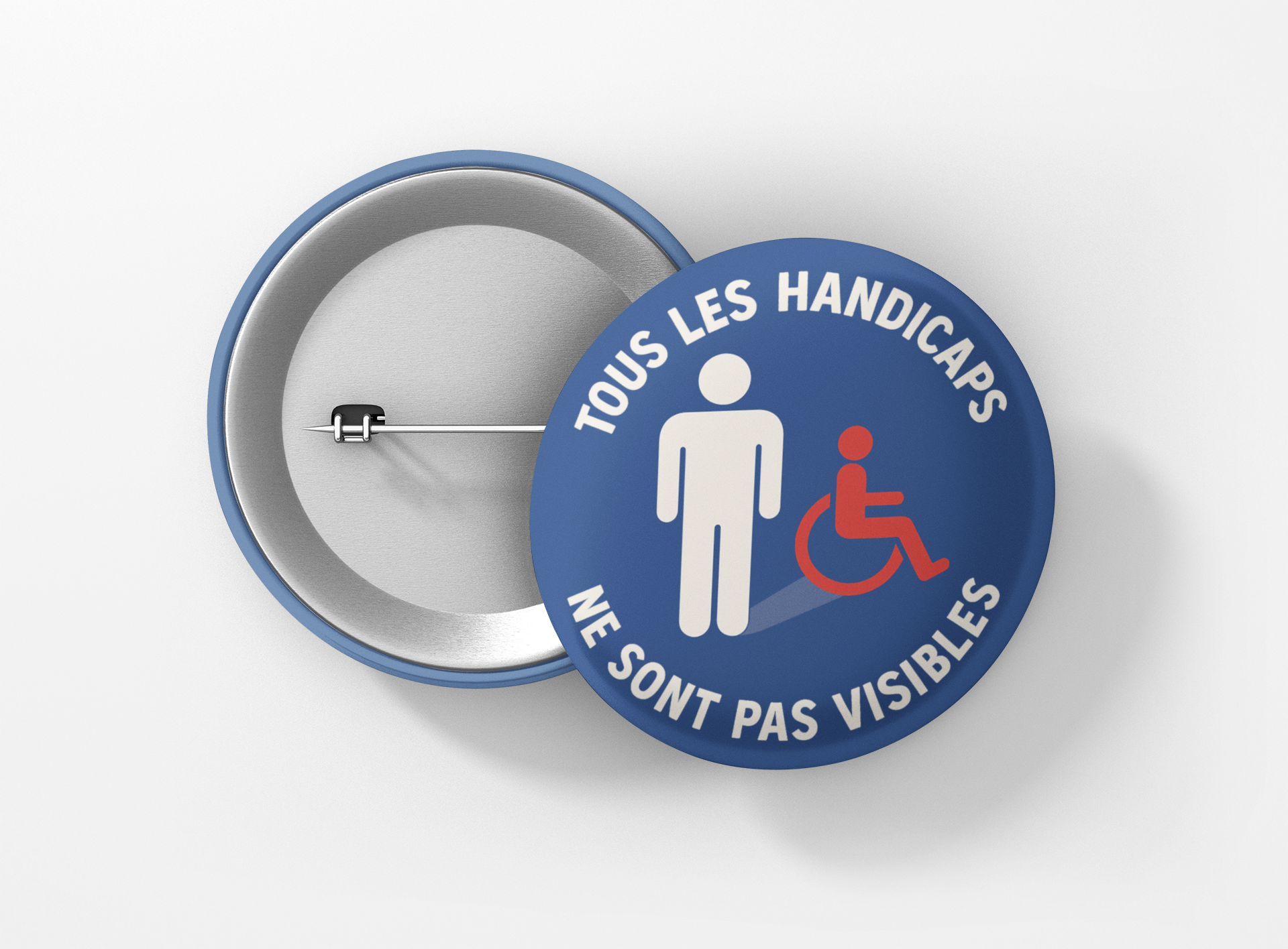 J'ai un handicap invisible. BLEU. Ombre chaise roulante