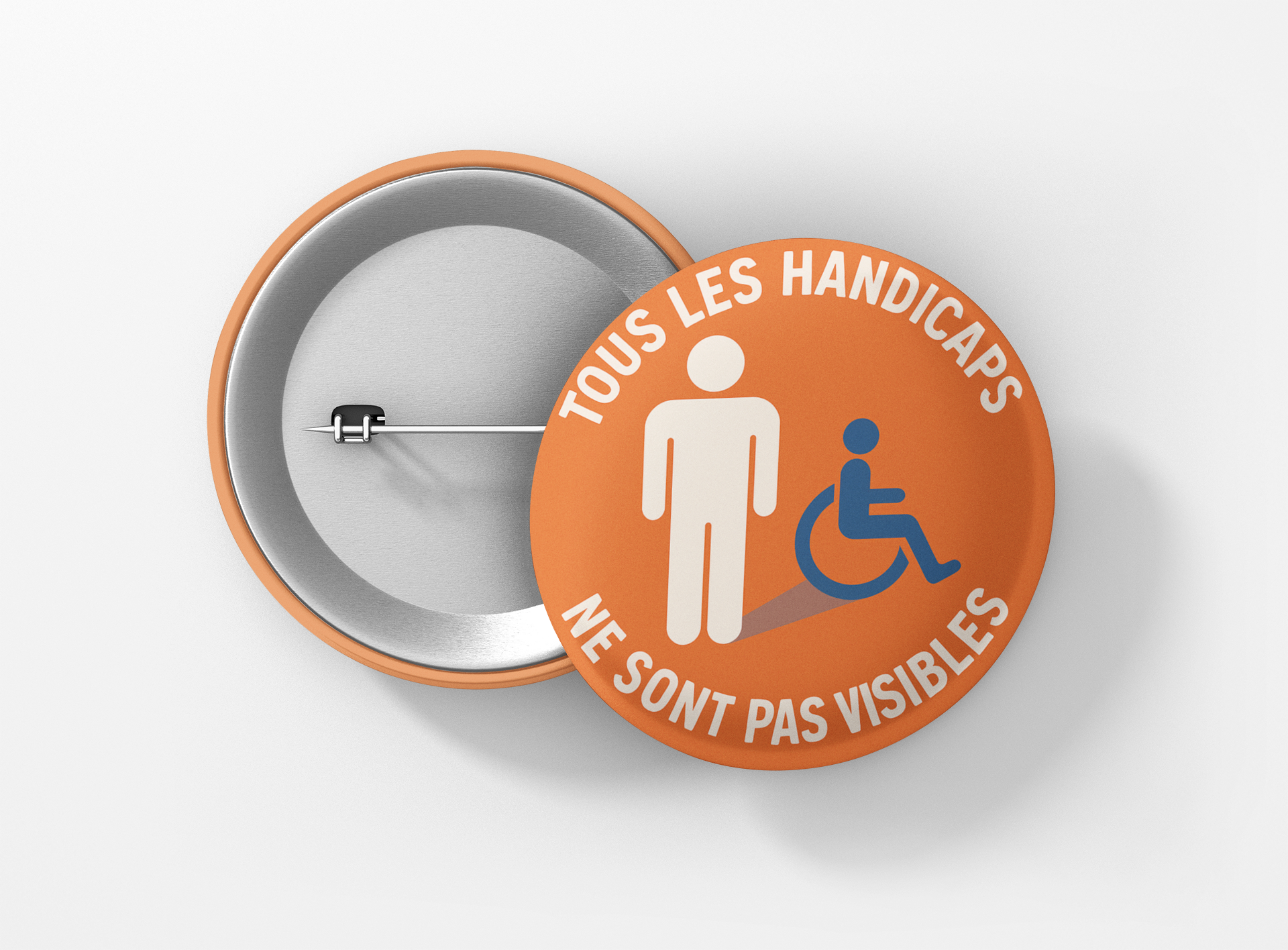 J'ai un handicap invisible. ORANGE. Ombre chaise roulante