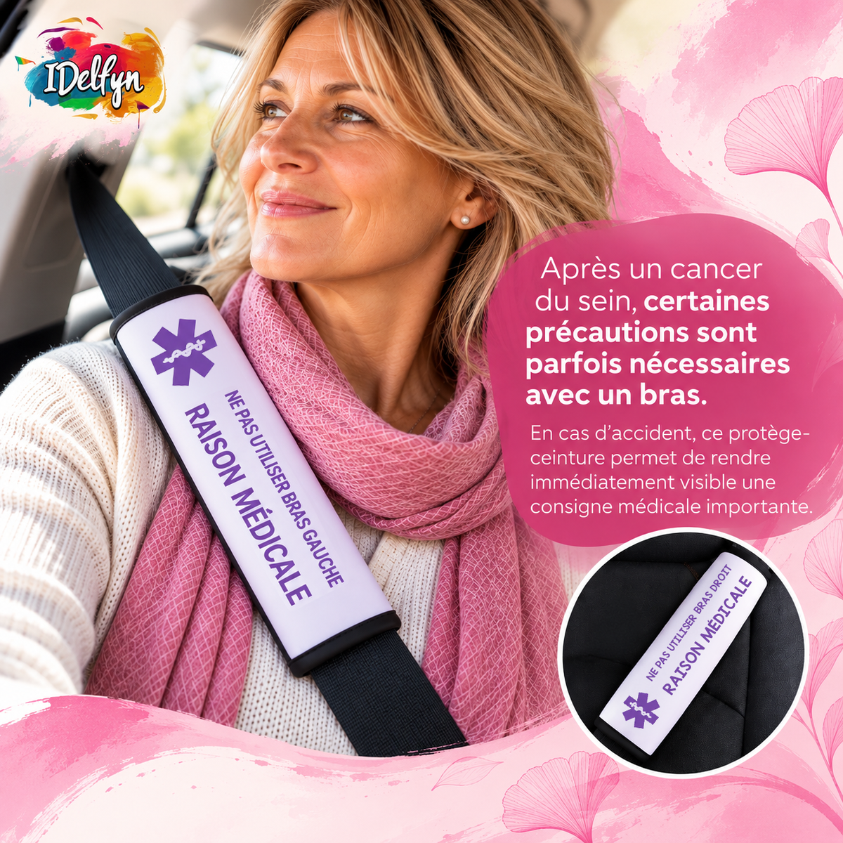 Protege ceinture cancer du sein. Protection du bras gauche/droit