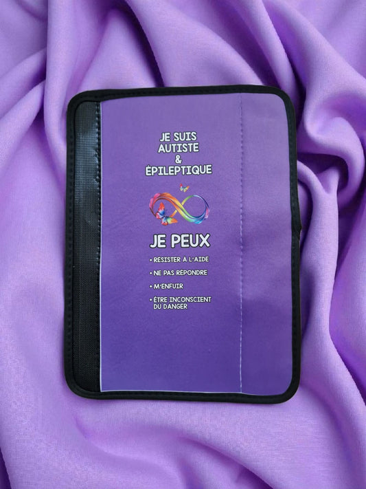 Protège ceinture de sécurité « je suis autiste et épileptique »
